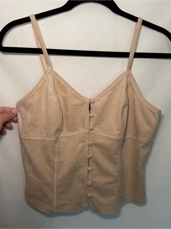 Brit the label Tops - Brit The Label Faux Suede Corset Top Button Up Camisole Tan Beige Size S